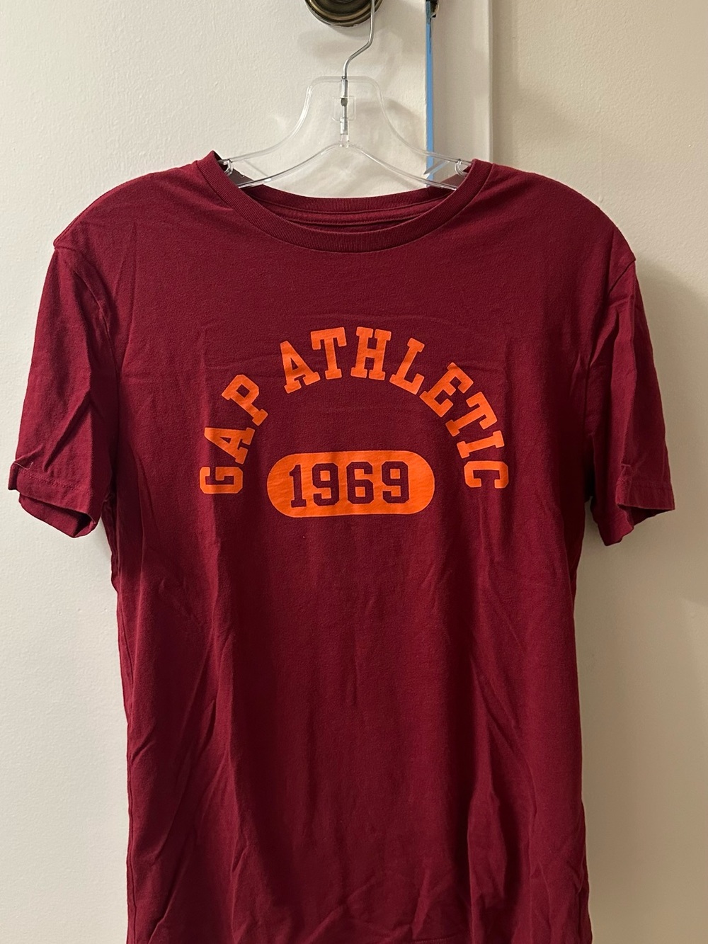 GAP Burgundy Short Sleeve Tee with Orange '1969' Graphic